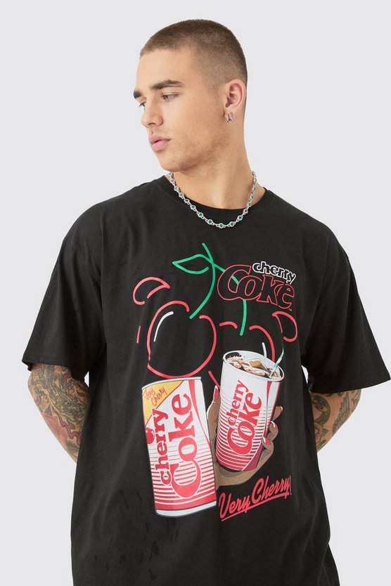 Oversize T-Shirt mit lizenziertem Cherry Coke Print