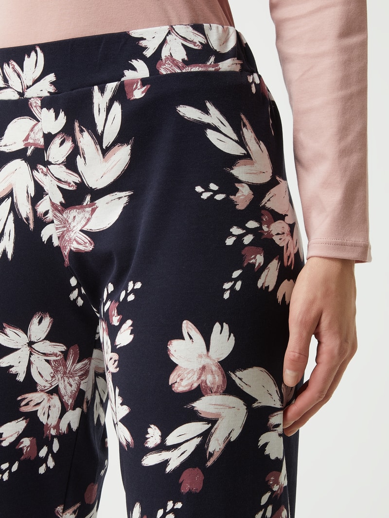 Pyjama-Hose mit floralem Muster in marineblau