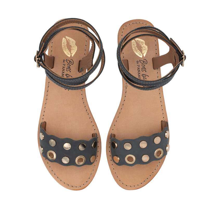 Sandales en cuir Sophie Gris Charbonneux