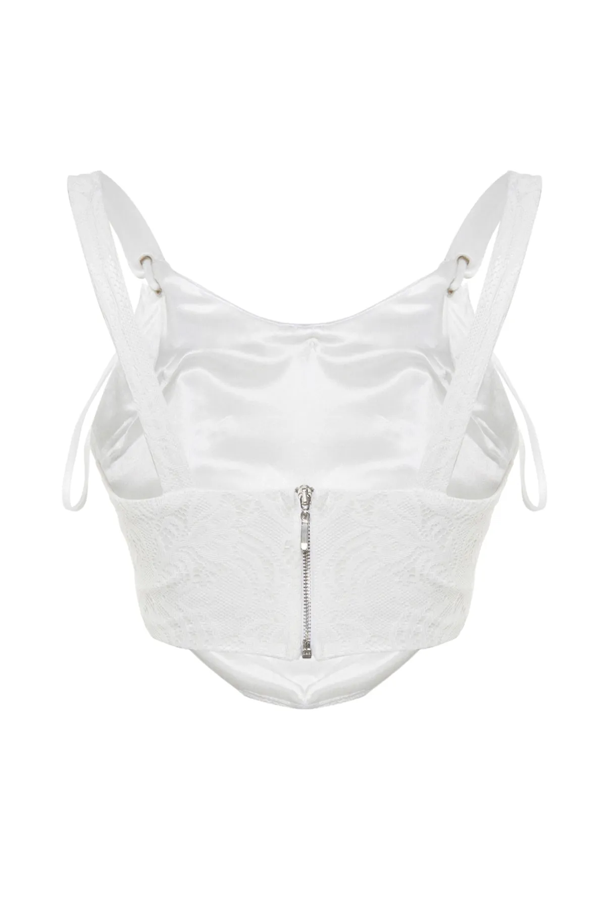 Trendyol Collection  Ecrufarbenes, bauchfreies, gefüttertes Bustier mit schräger Spitze TPRSS23BS00032