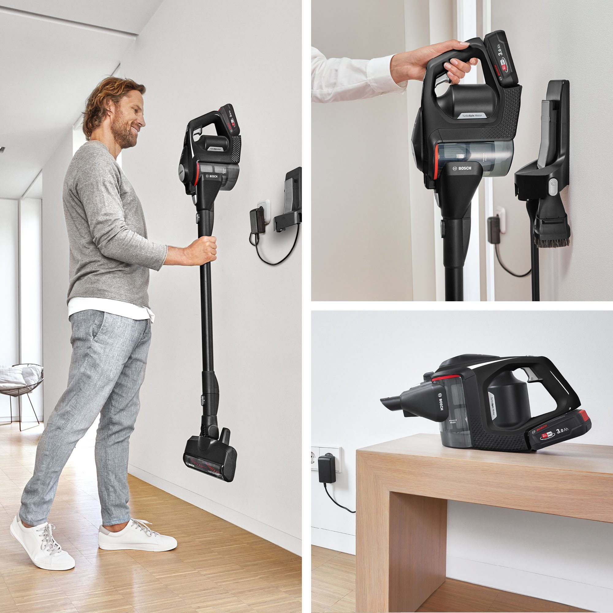 BOSCH Akku-Stielstaubsauger BKS8214T Unlimited Serie, 8 Gen2, beutellos, 45 Min Laufzeit, inkl. elektrische Minidüse und flexibler Fugendüse