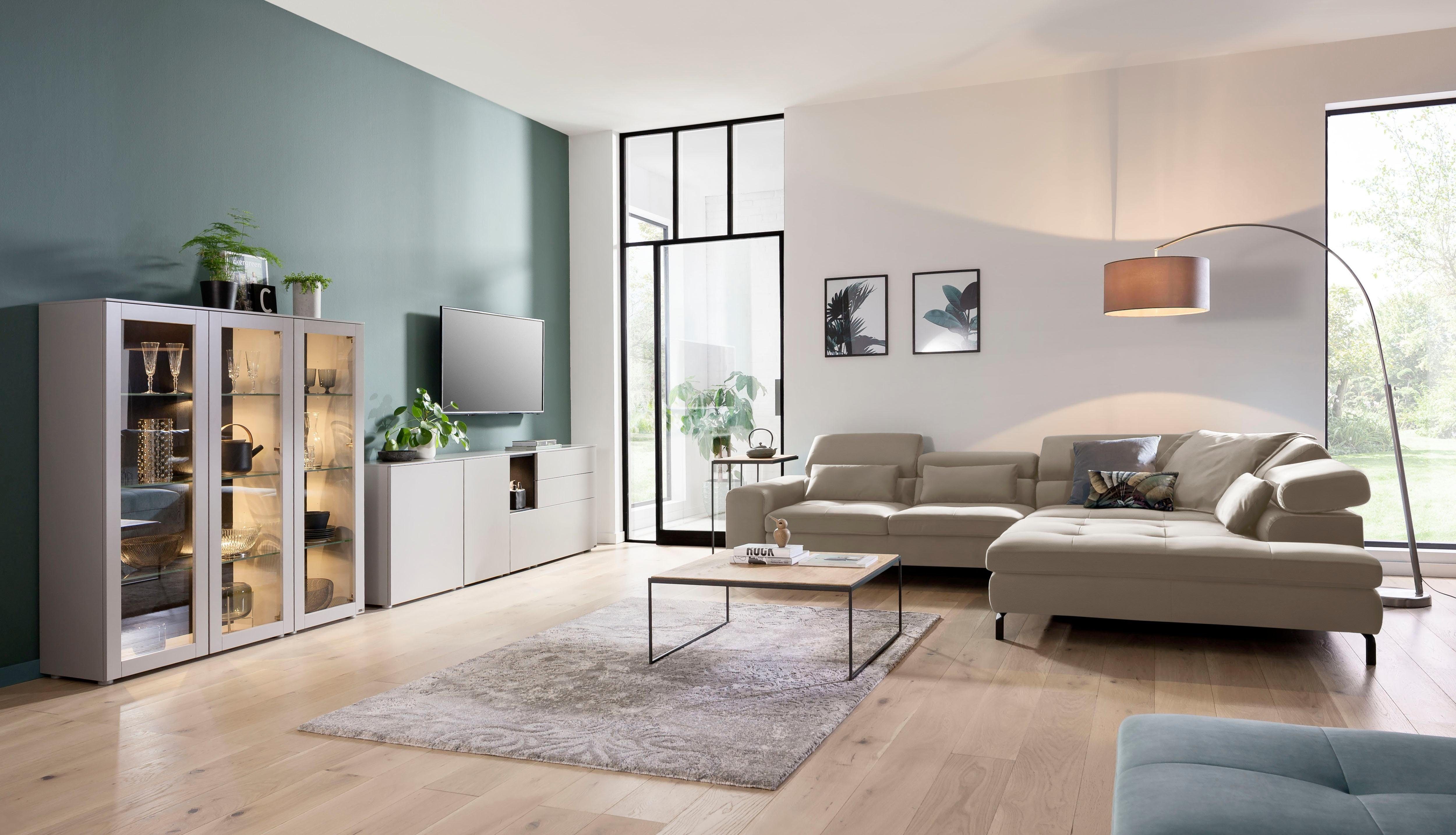 GALLERY M branded by Musterring Ecksofa Felicia Due, Wahlweise mit Sitzvorzug, inkl. Kopfteilverstellung, Sitzhöhe 43 cm