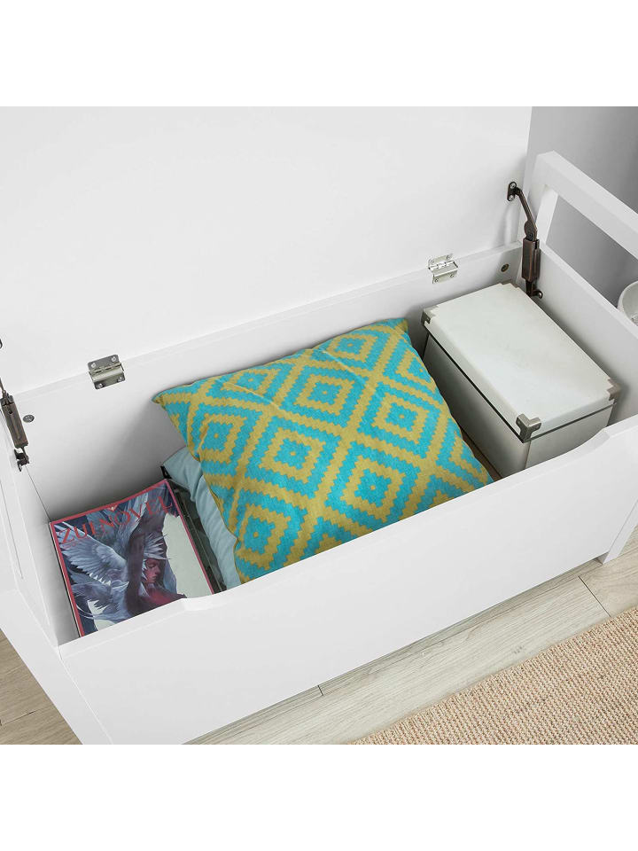 SoBuy Truhenbank in Weiß - (B)86 x (H)54 x (T)38cm günstig kaufen onesize
