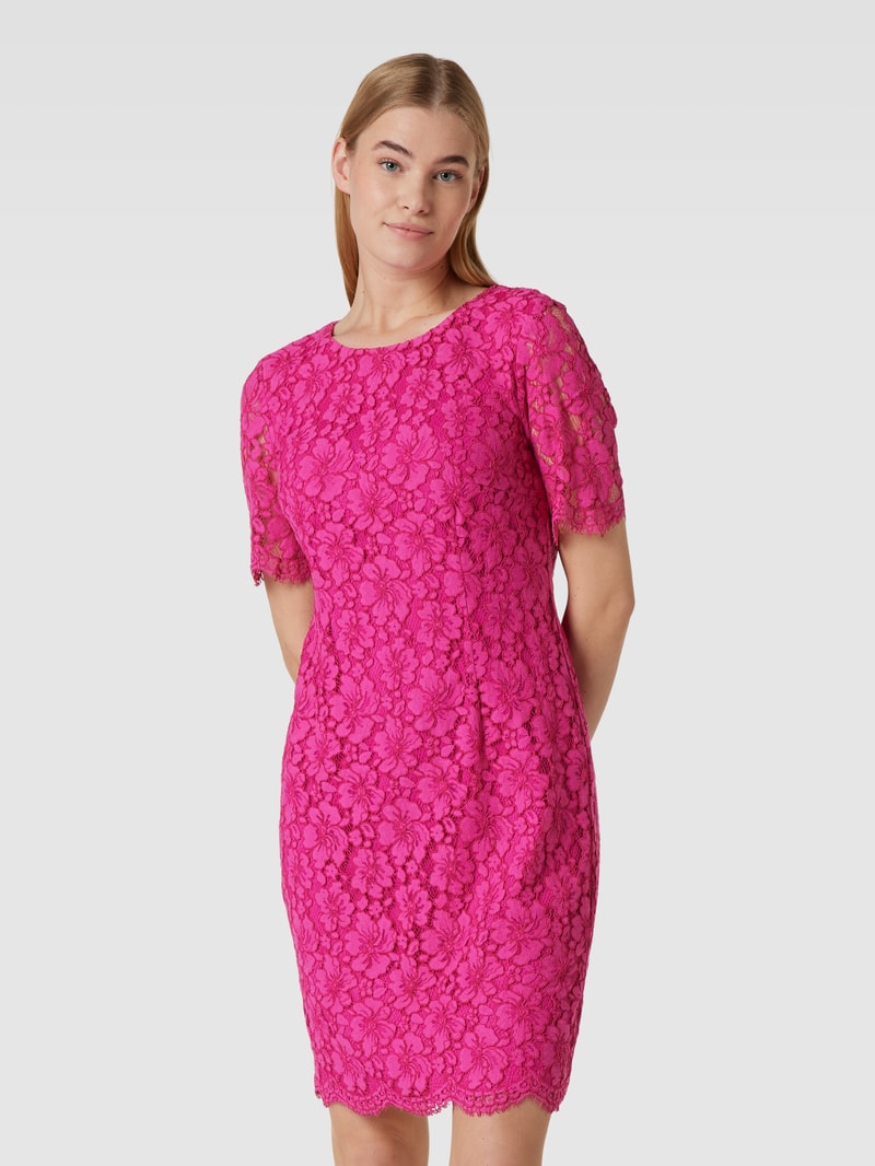 Cocktailkleid aus Spitze mit floralem Allover-Muster in pink