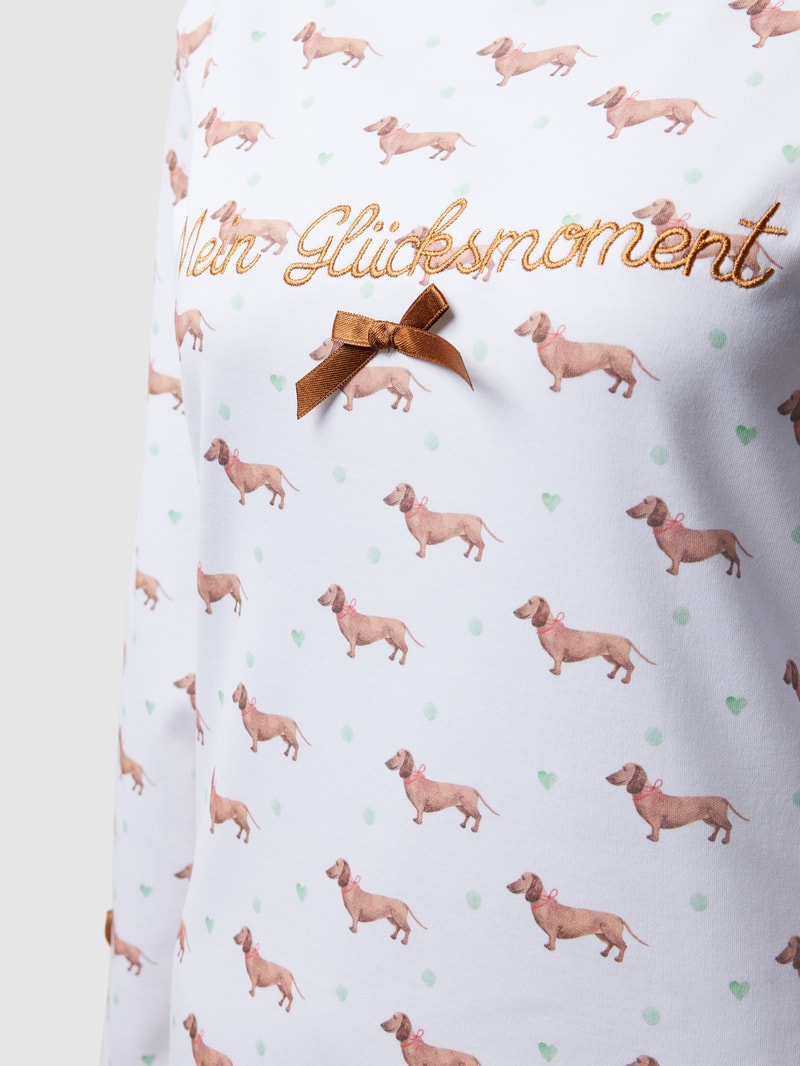 Nachthemd mit Stitching Modell 'Mein Glücksmoment' in weiß