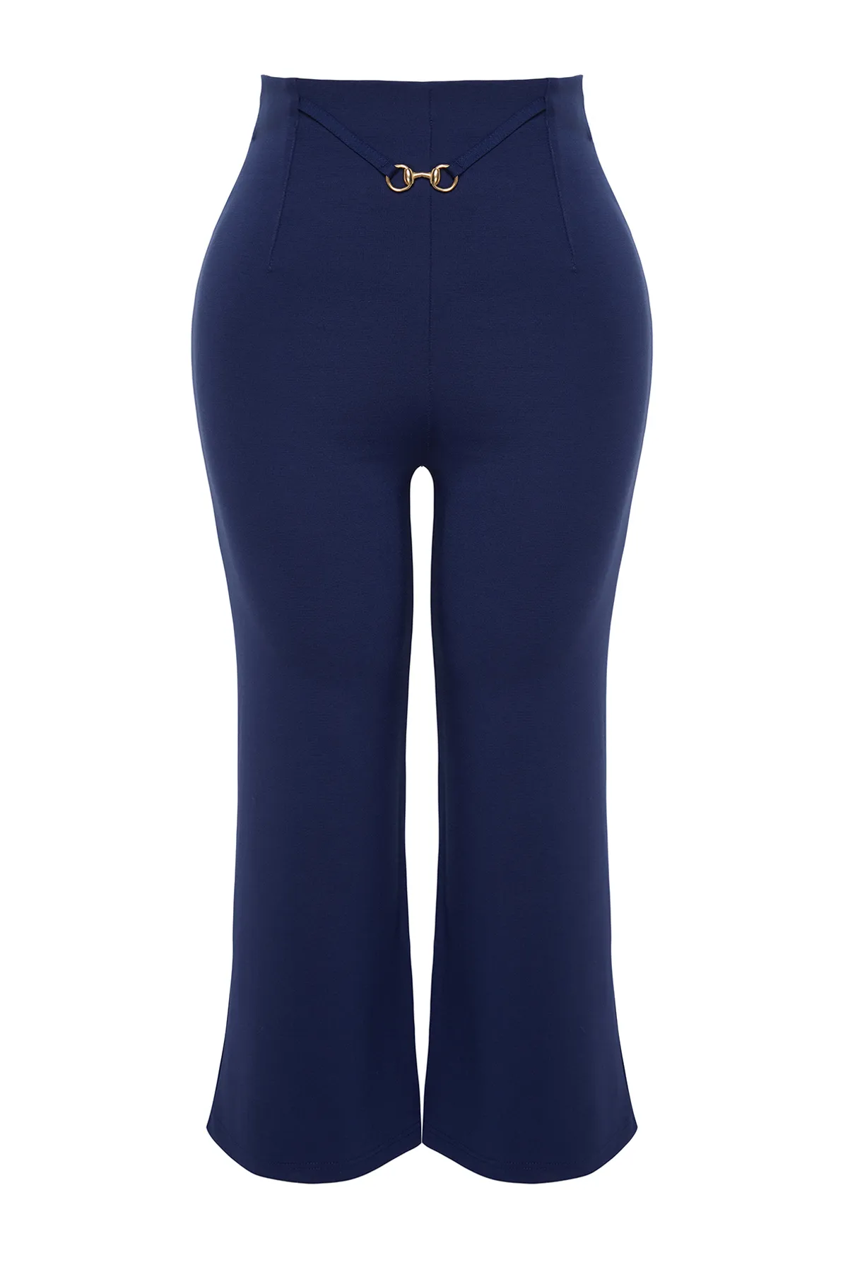 Trendyol Curve  Indigo Aksesusar Detaillierte, weit geschnittene Strickhose TBBSS24AR00008