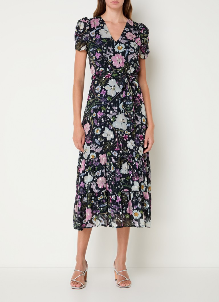 Phase Eight Azalea midi dress with floral print and tie belt