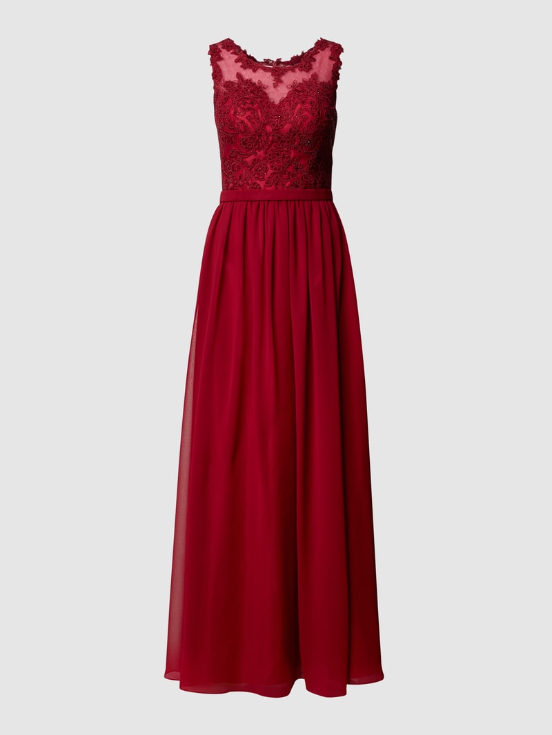 Abendkleid mit Pailletten in bordeaux rot