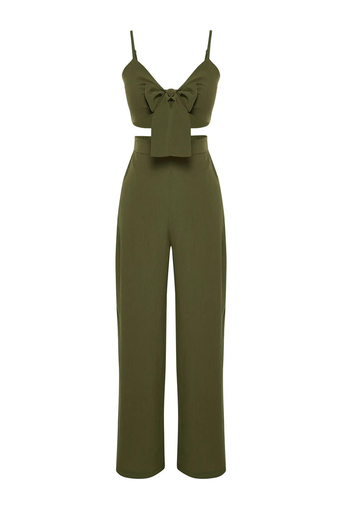 Trendyol Collection  Khakifarbener, gewebter Blusen-Hosenanzug mit Bindeband TBESS22AU0108