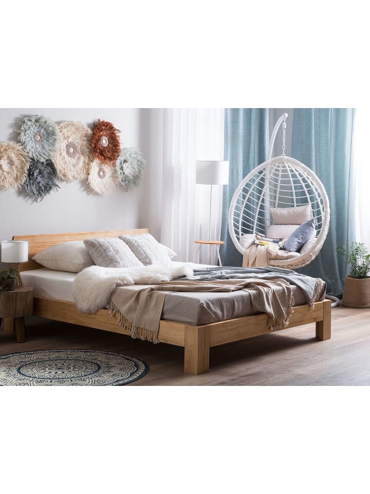 Beliani Doppelbett ROYAN in Heller Holzfarbton - (W) 189 x (H) 79 x (L) 210 cm günstig kaufen onesize
