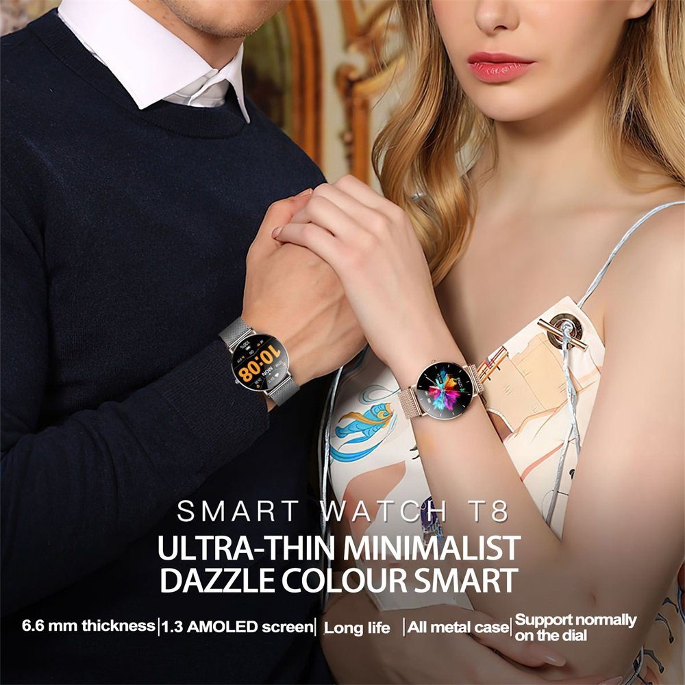 Rutaqian Smartwatch Damen Fitnesstracker Schlaf Sportuhr Geschenke für Frauen Smartwatch