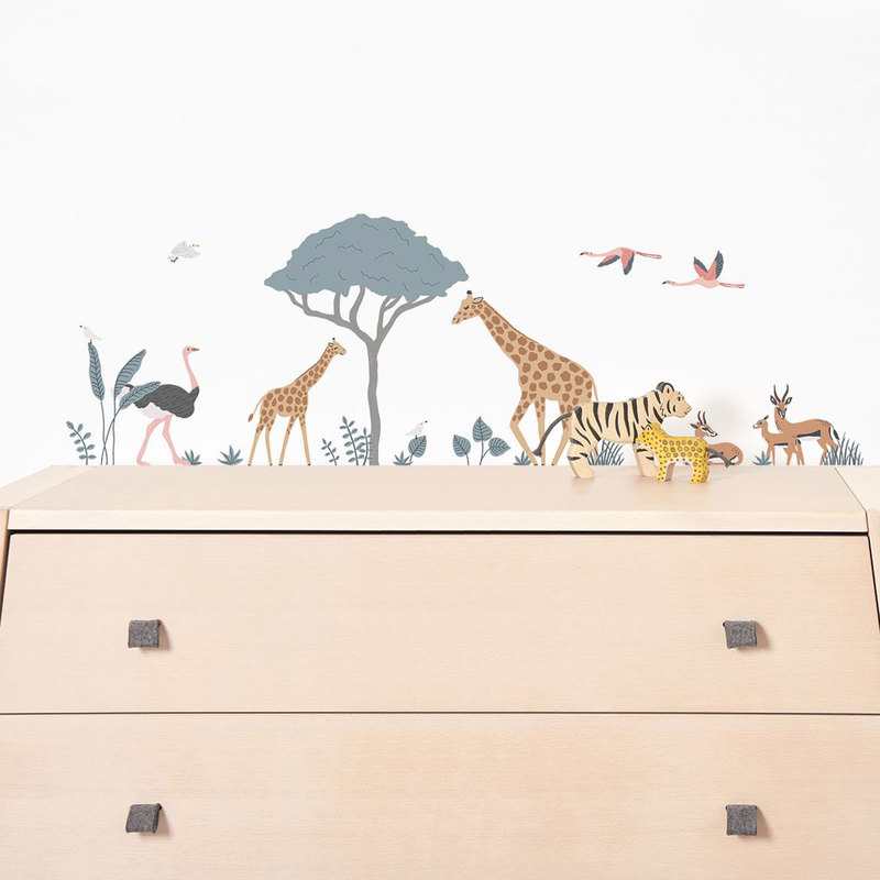 Stickers décoration Girafe, gazelle et flamants Lilipinso and Co