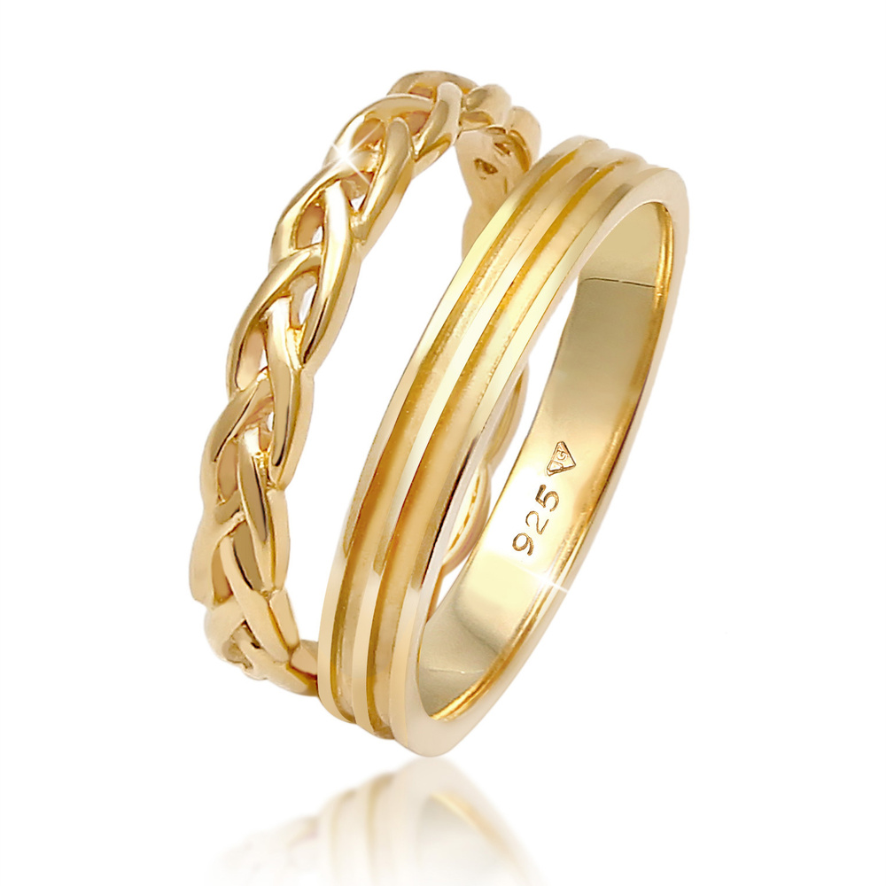 Elli Elli Bague Bandring Basic Zopf Knoten 2er Set 925 Silber Bague