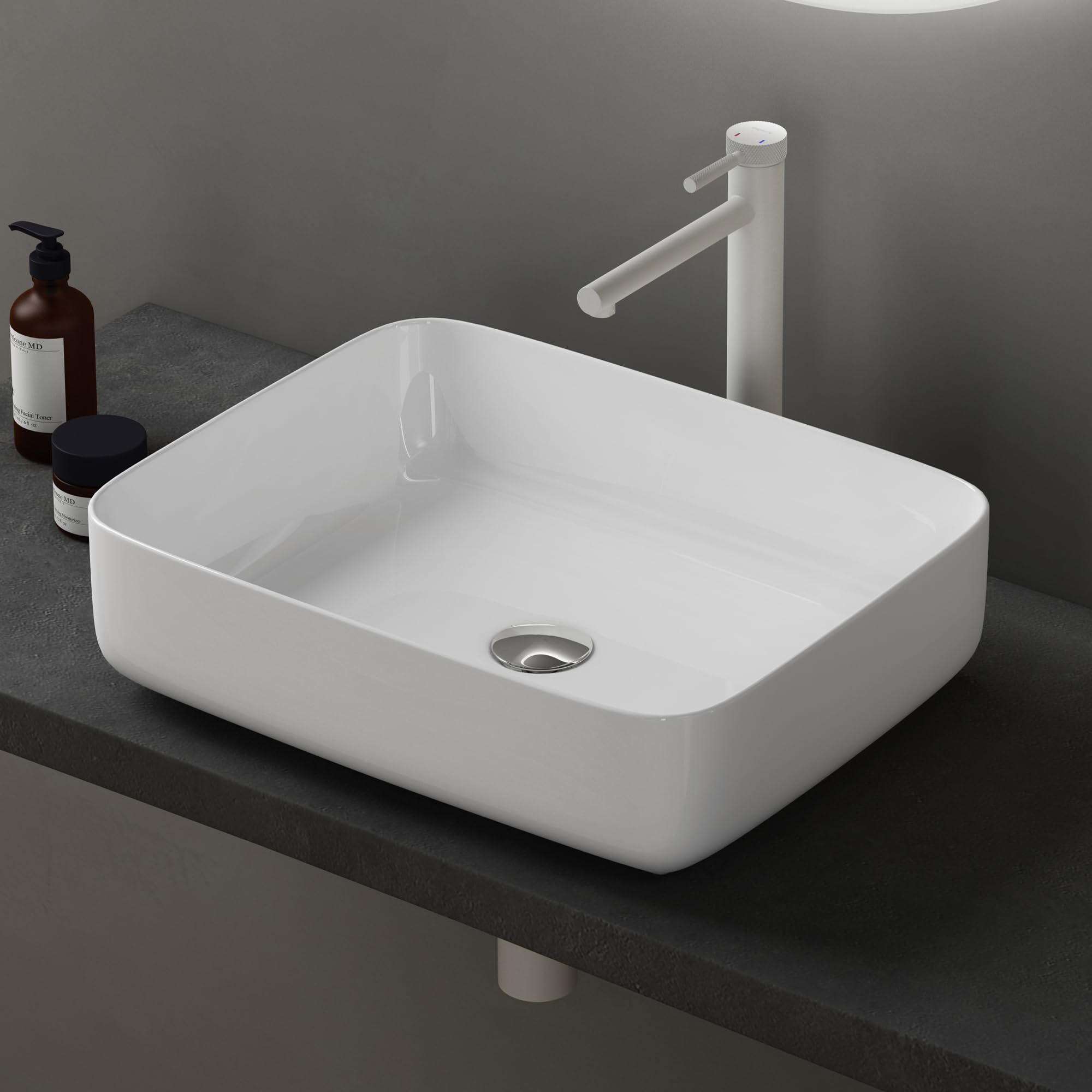 doporro Aufsatzwaschbecken Keramik Waschbecken Gäste WC Handwaschbecken Waschtisch Brüssel106