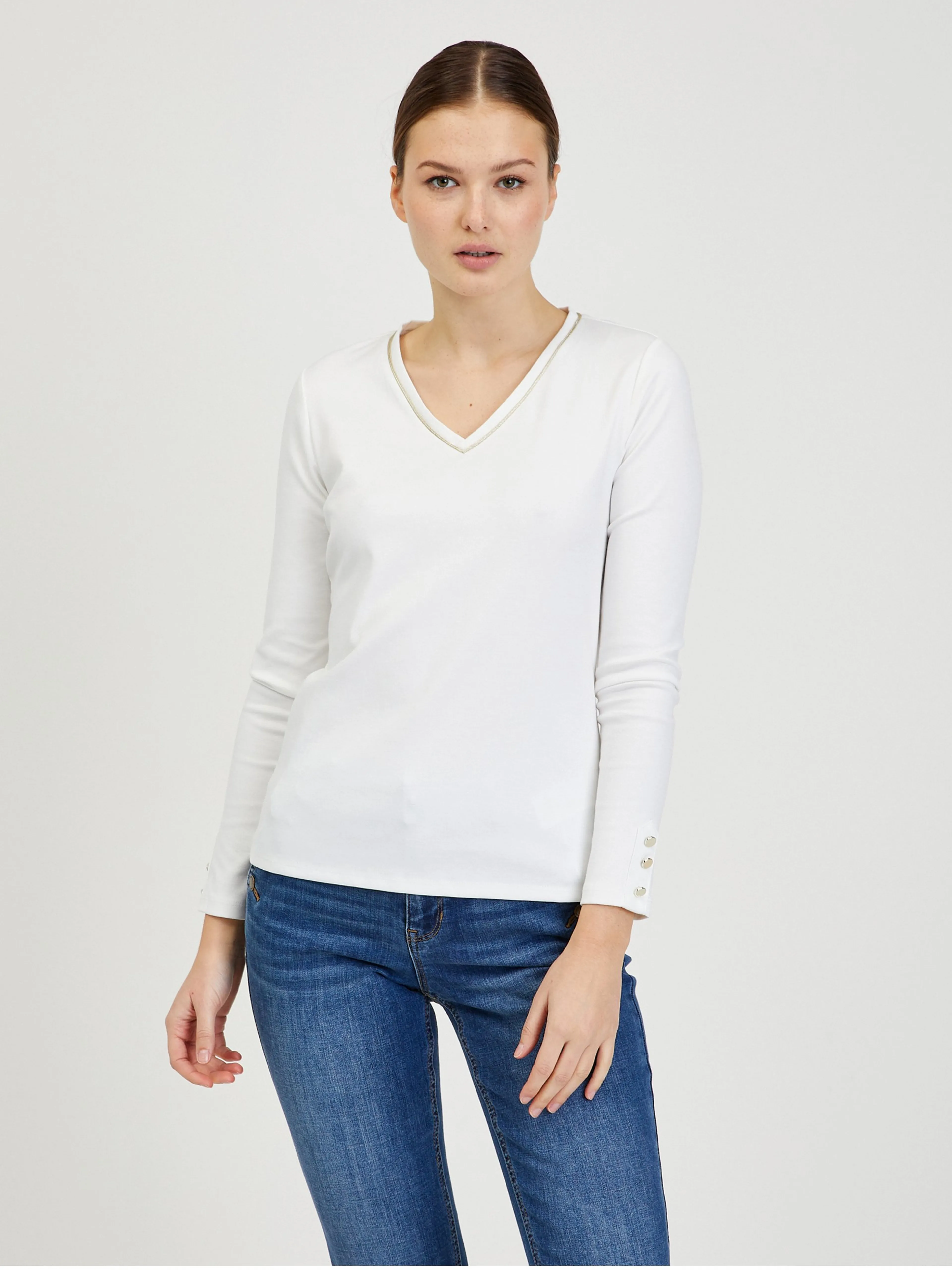 Weißes langärmeliges Damen T-Shirt ORSAY