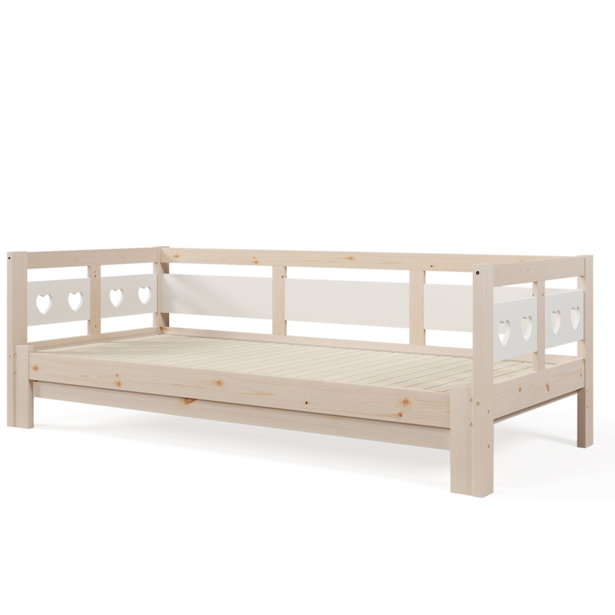 DEEP POWER Holzbett 90x190cm Holzbett Einzelbett Doppelbett mit Ausziehbett Natürlich
