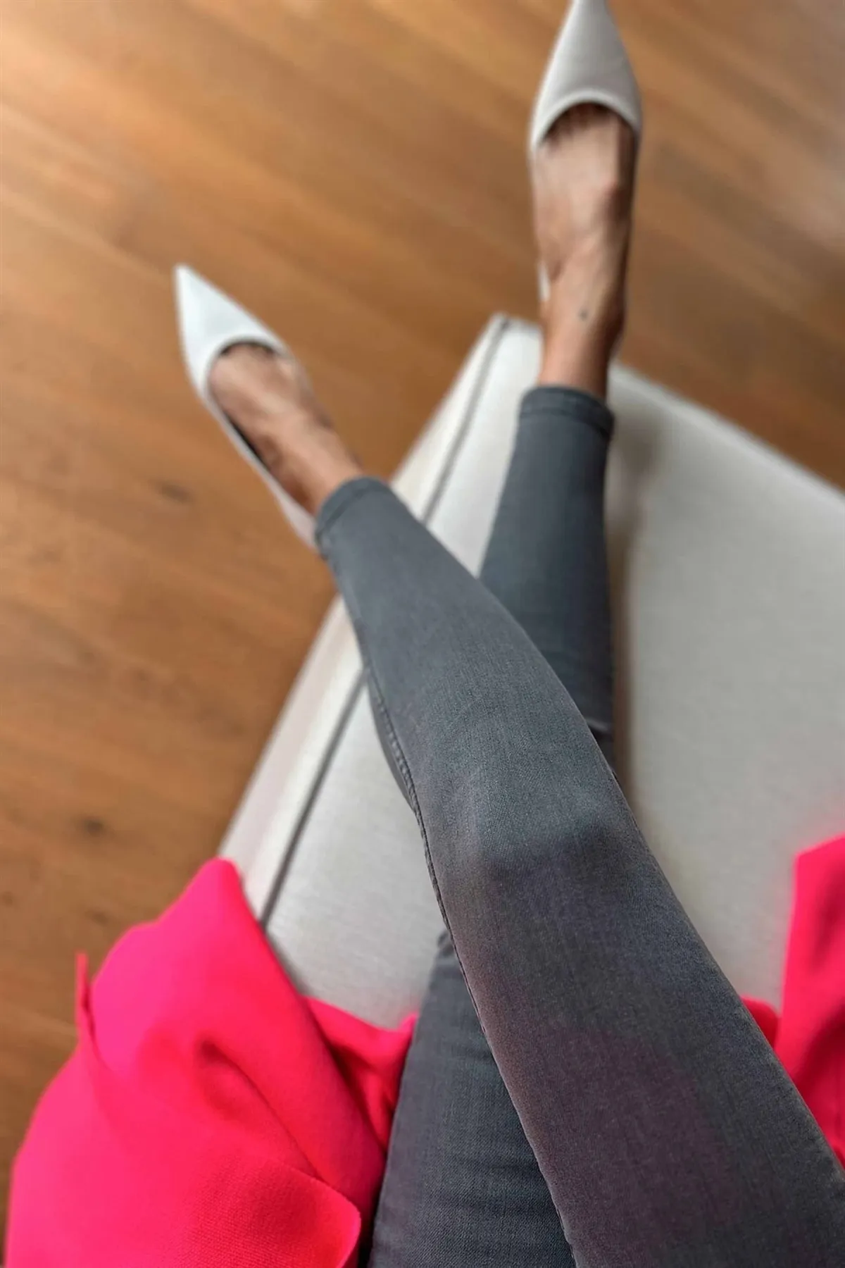 Ramrod  Zeynep Skinny Jeans Graue, lockere Lycra-Jeans mit hoher Taille