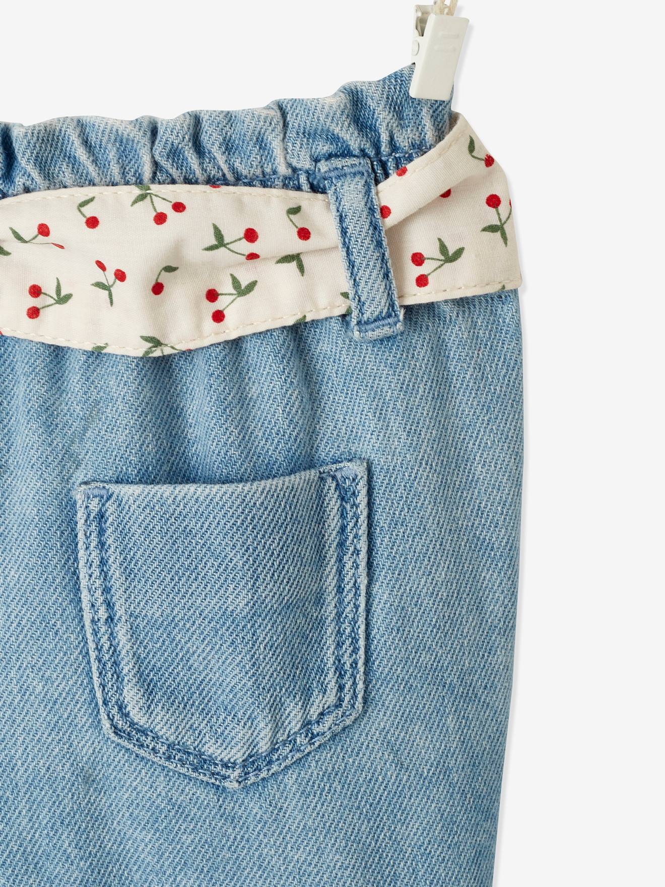 Jean avec ceinture en tissu bébé double stone