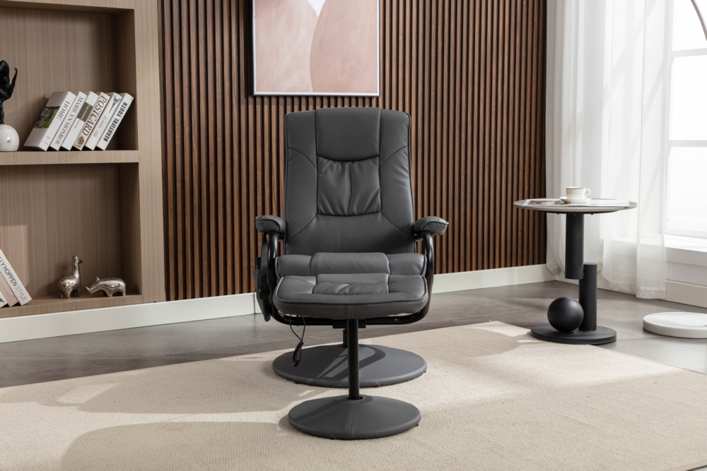 Happy Home Happy Home Massagesessel Relaxsessel mit Heizfunktion & Fußhocker grau
