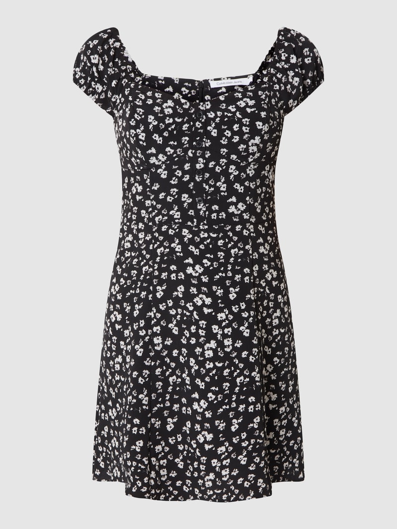 Minikleid mit floralem Muster  in black