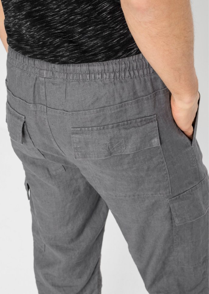 Schlupf-Cargo-Bermuda mit Leinen, Regular Fit