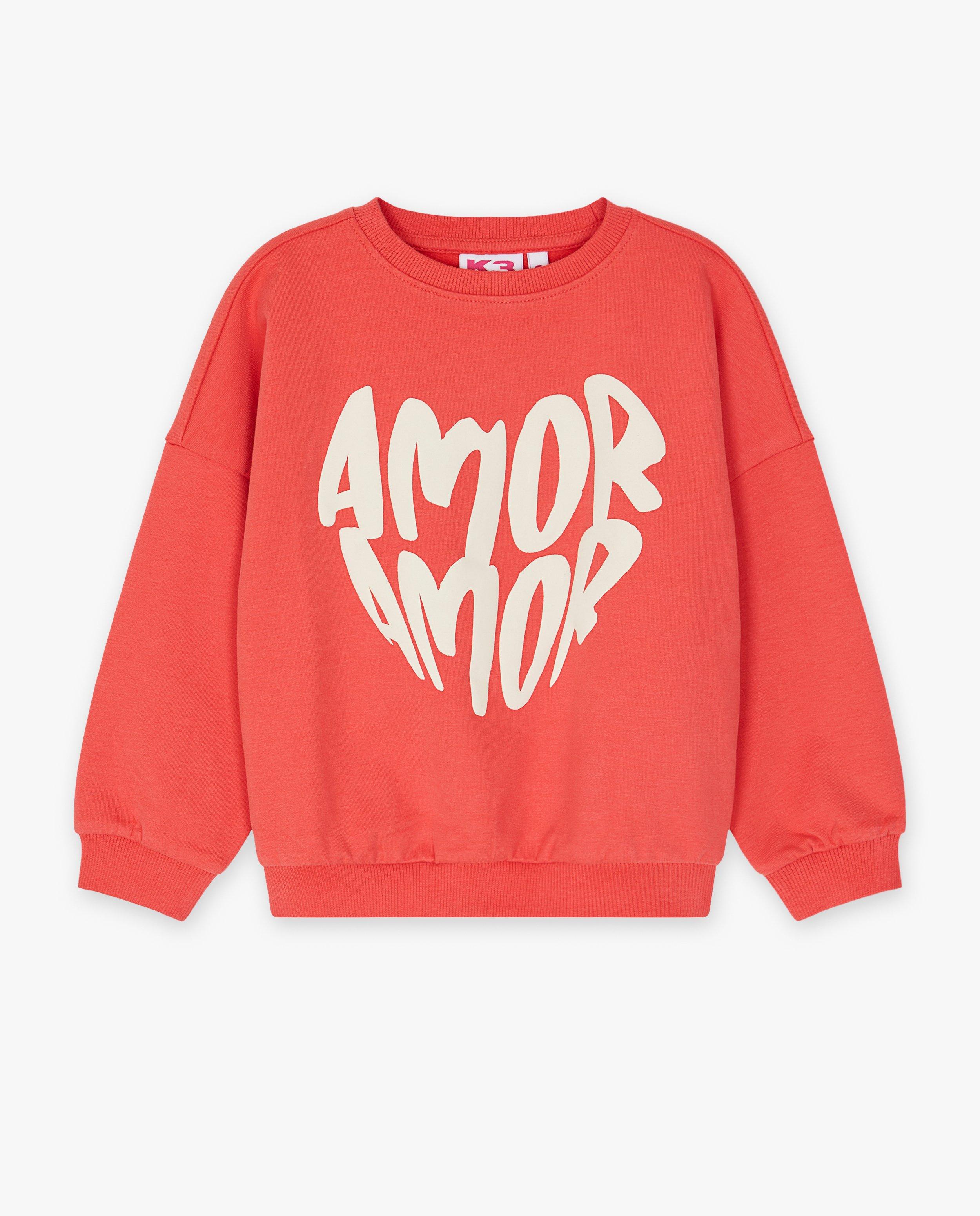 K3 Pulóver K3 De 3 Biggetjes felirattal, unisex világospiros