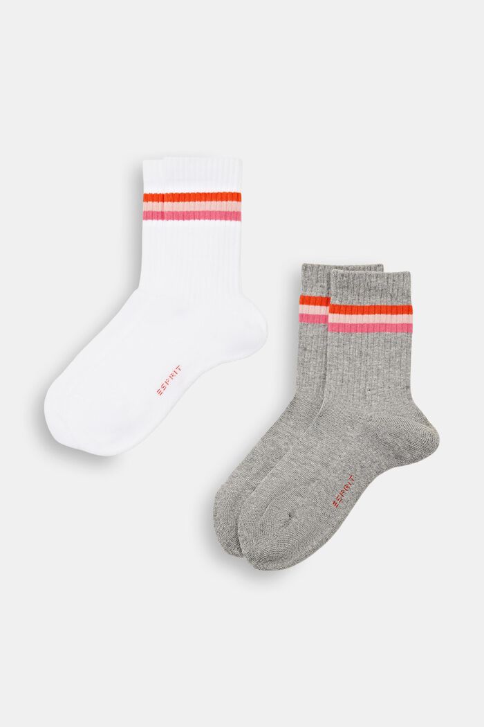 2er-Pack gerippte Socken mit Streifen