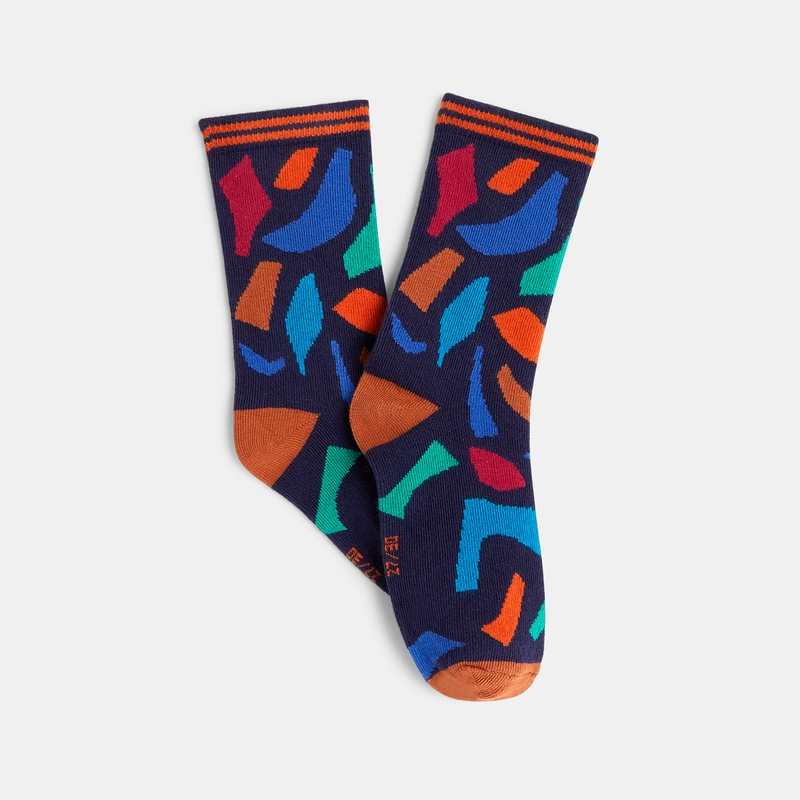 Chaussettes garçon imprimé inspiration terrazo bleues Catimini
