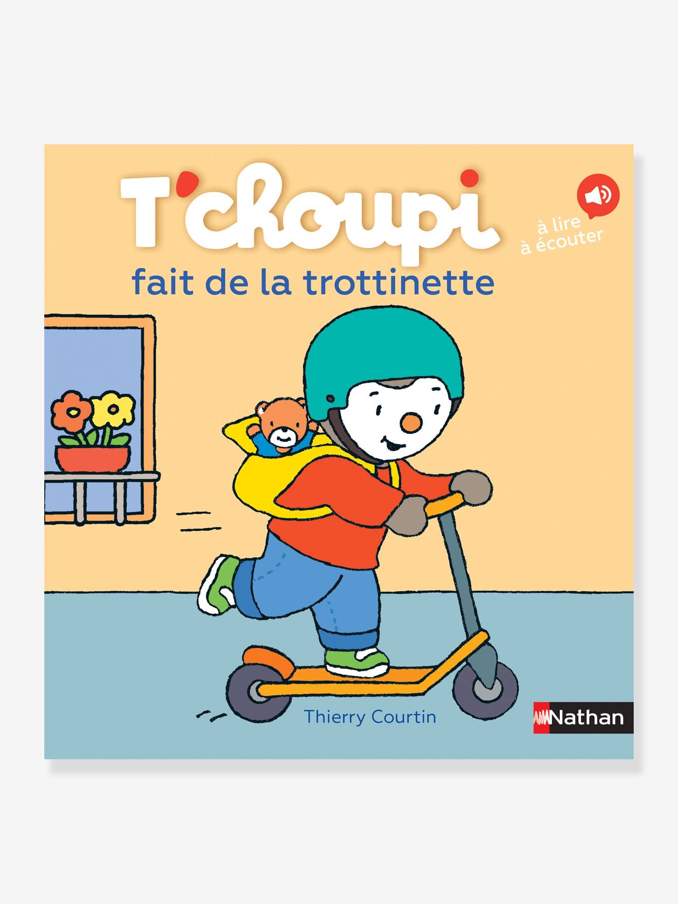 Livre T'choupi fait de la trottinette