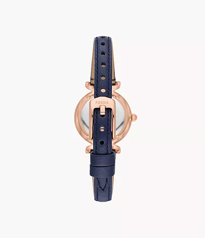 Fossil Uhr Carlie 3-Zeiger-Werk LiteHide™-Leder dunkelblau