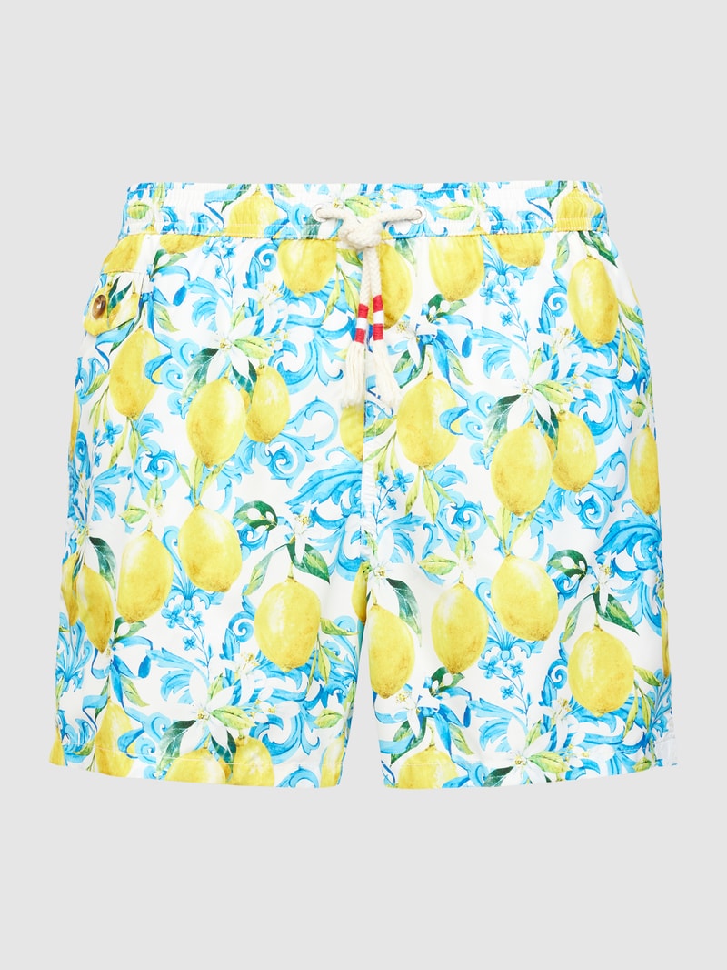 Badehose mit Allover-Muster Modell 'LIGHTING' in gelb