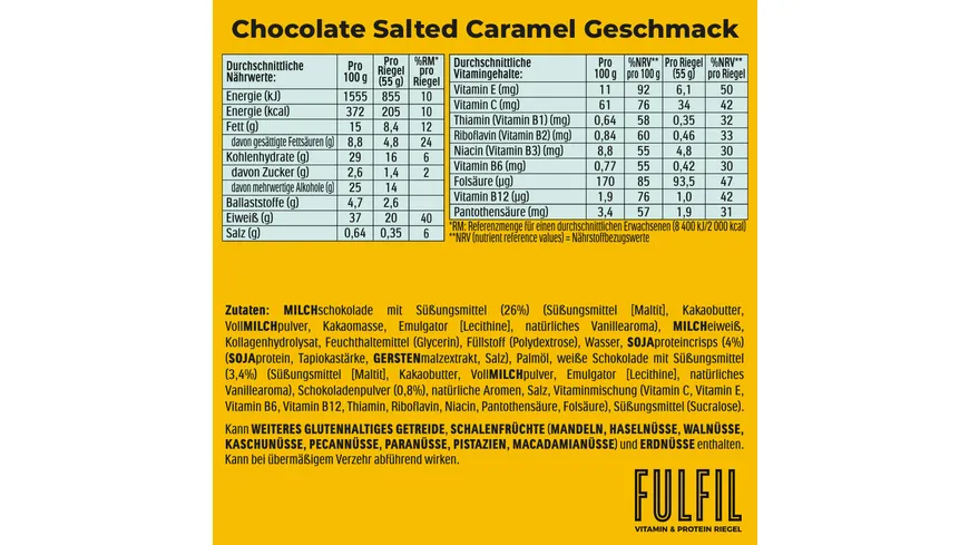 FULFIL Vitamin- und Protein-Riegel Chocolate Salted Caramel Geschmack 55 g