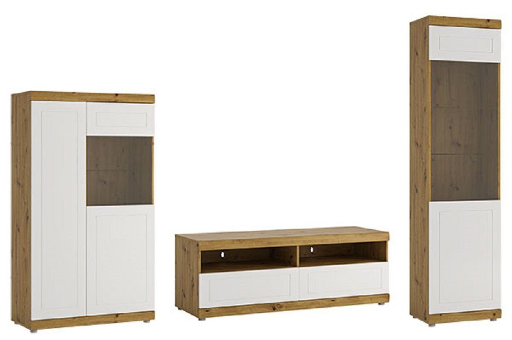 Feldmann-Wohnen Wohnwand ESSEN, (Set, 2 Vitrinen + 1 Lowboard), Gesamtmaße B/T/H: 278 cm / 38 cm / 195 cm