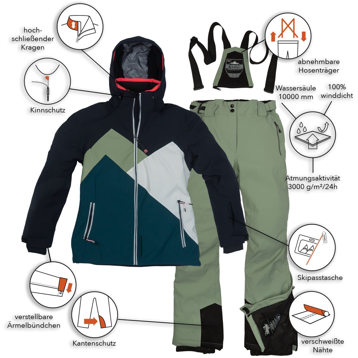 Killtec Skianzug Damen Skijacke + Skihose Farb- Größenwahl