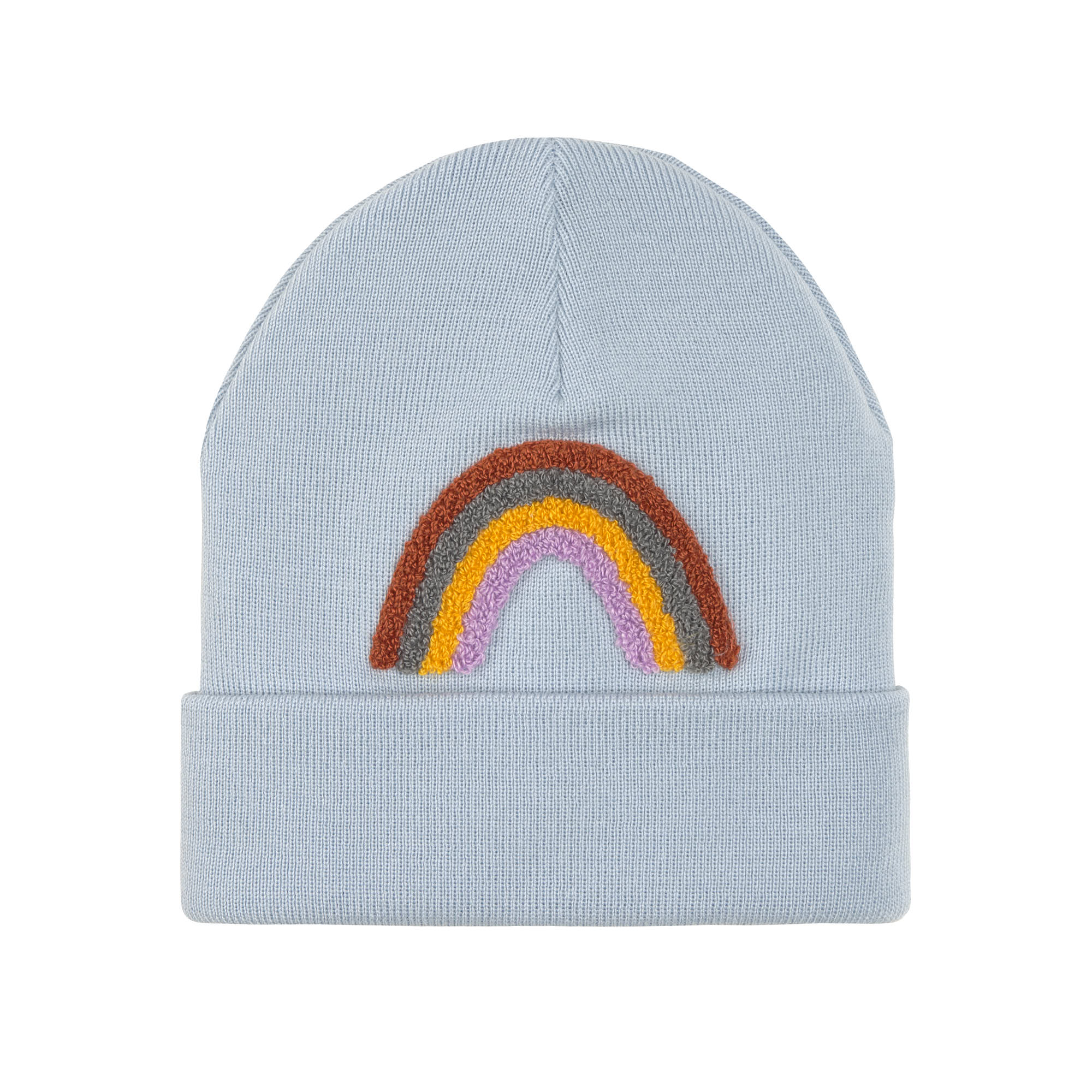 Beanie Mütze Kinder - Merino Wolle, Little Gang, Regenbogen Hellblau