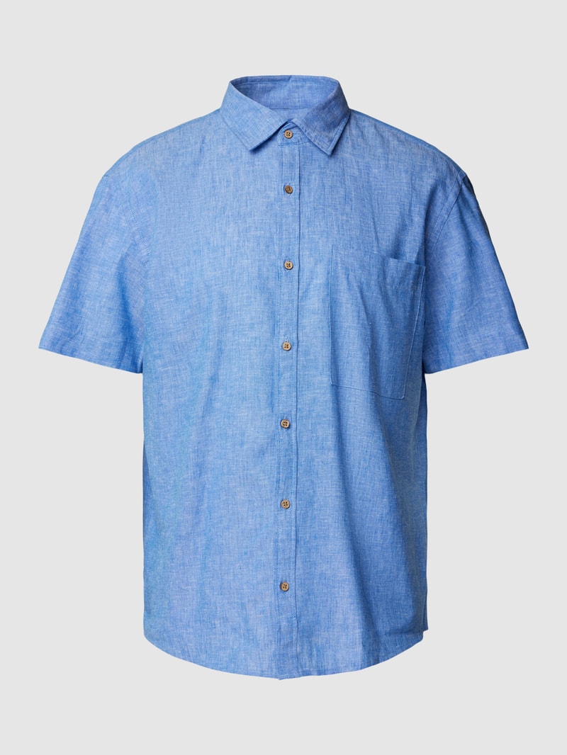 Freizeithemd aus Baumwolle mit Brusttasche in royalblau