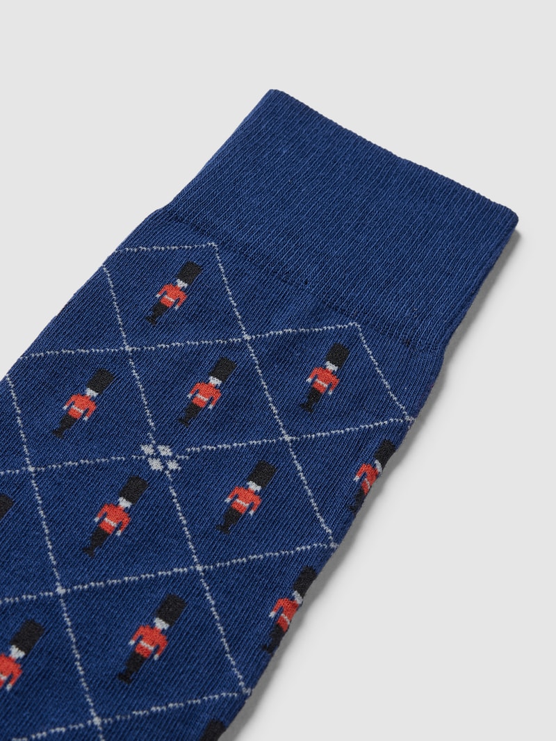 Socken mit Allover-Muster Modell 'GUARD' in marineblau