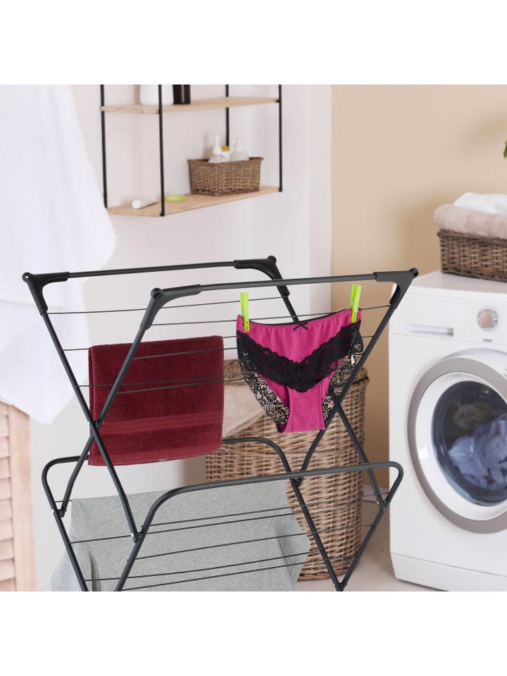 relaxdays Wäscheständer in Schwarz - (B)62 x (H)136 x (T)51 cm günstig kaufen onesize