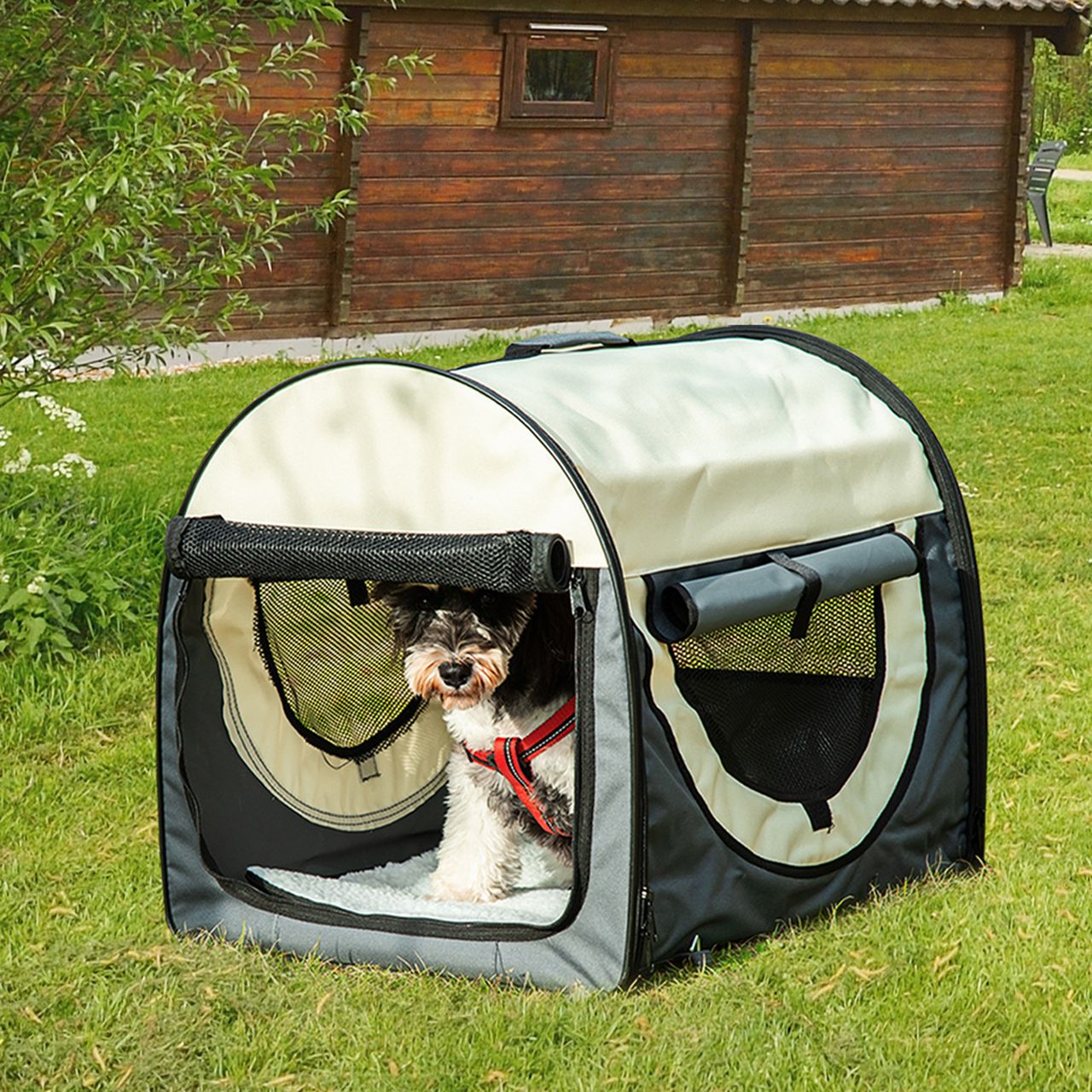 PawHut Hundebox Haustierrucksack mit Kissen faltbar Dunkelgrau 61 x 46 x 51 cm