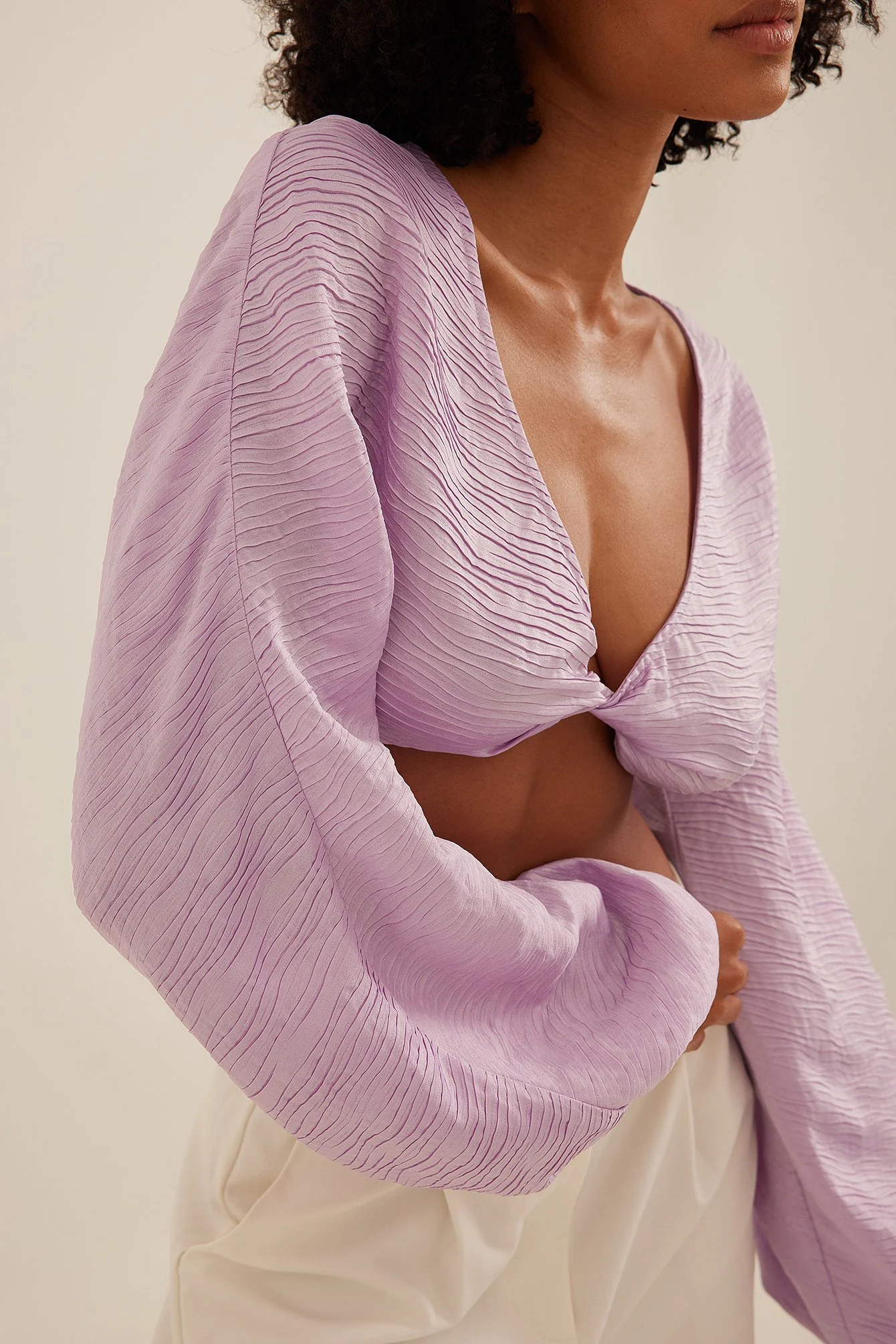 Twist Front Pleated Blouse