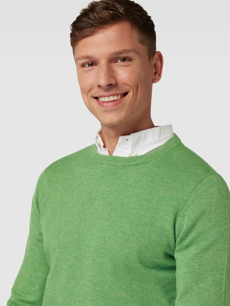Strickpullover in melierter Optik in lindgrün meliert
