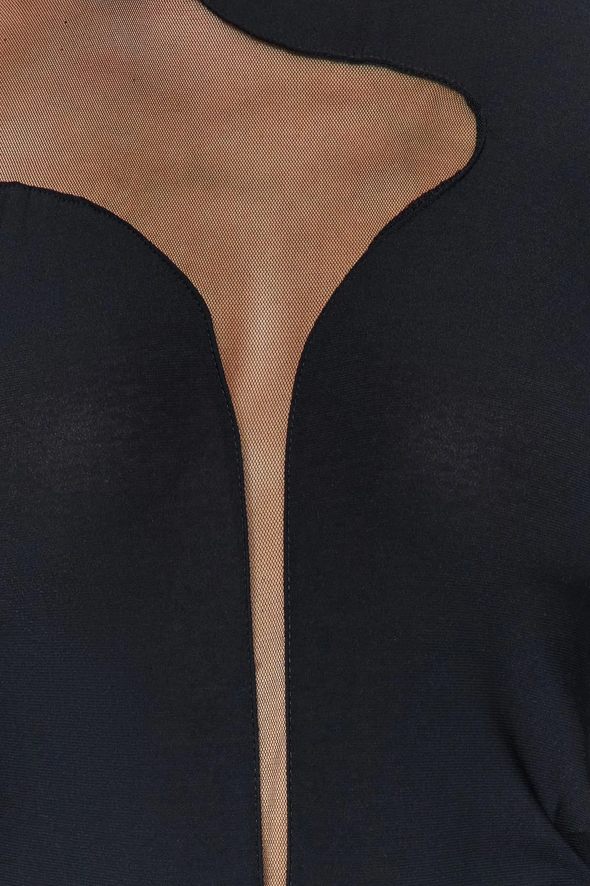 Trendyol Collection  Schwarzer Body aus transparentem Stricktüll mit Details TPRAW24BD00011
