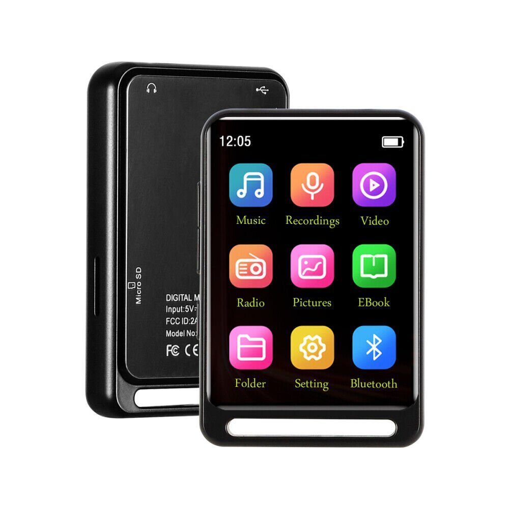ERHWIO Musik-Player Bluetooth5.0 MP3 verlustfrei 2,4-Zoll-Vollbild MP3-Player (Bewegungsunterstützung für UKW-Radiorecorder 55h)