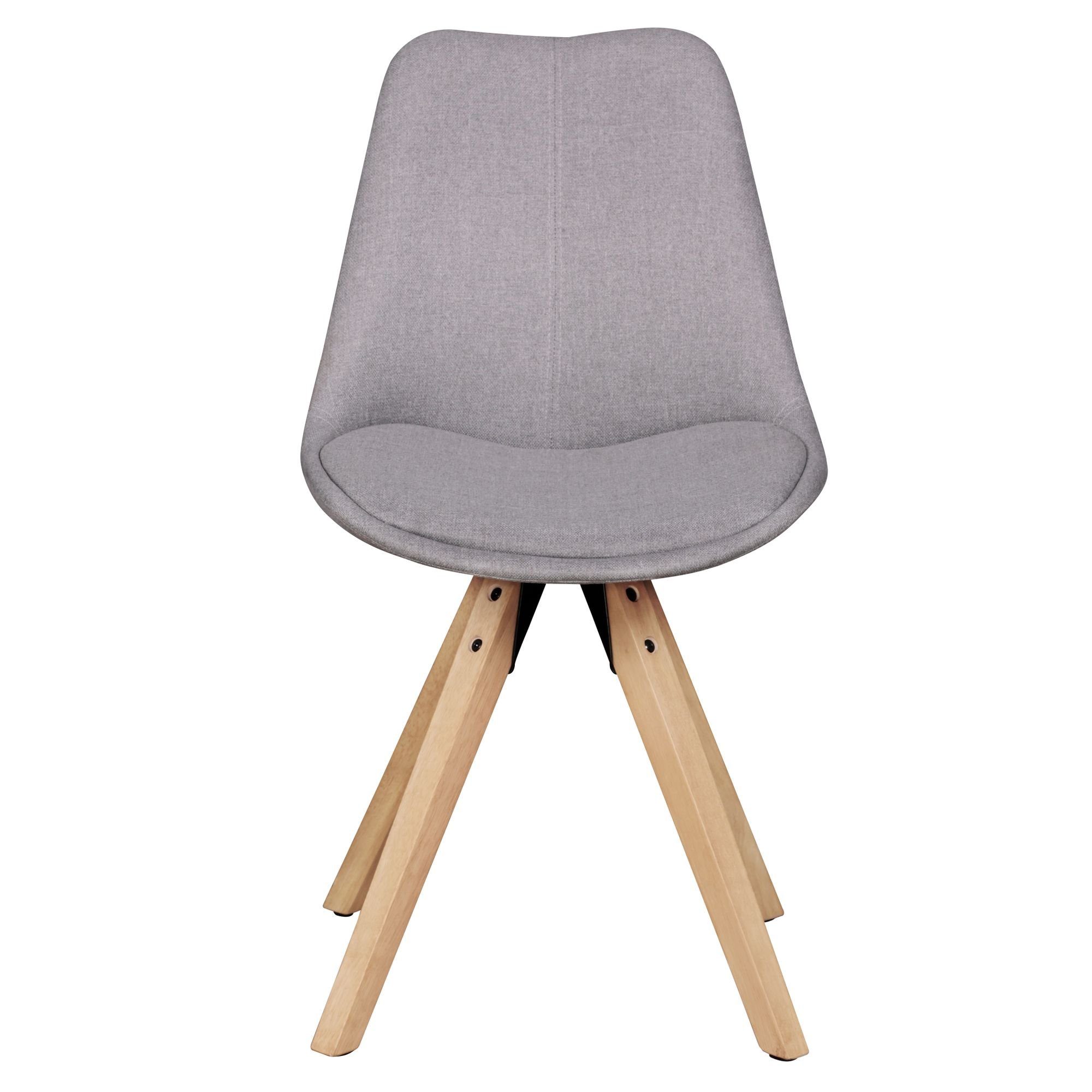 Wohnling 4-Fußstuhl WL5.029 (Esszimmerstuhl 2er Set, Grau Stoff Skandinavisch), Küchenstuhl Gepolstert, Polsterstuhl Rückenlehne