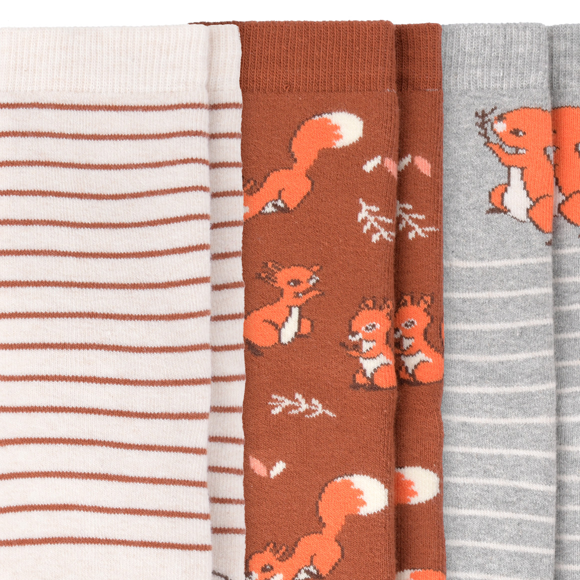 3 Paar Mädchen Socken mit Eichhörnchen