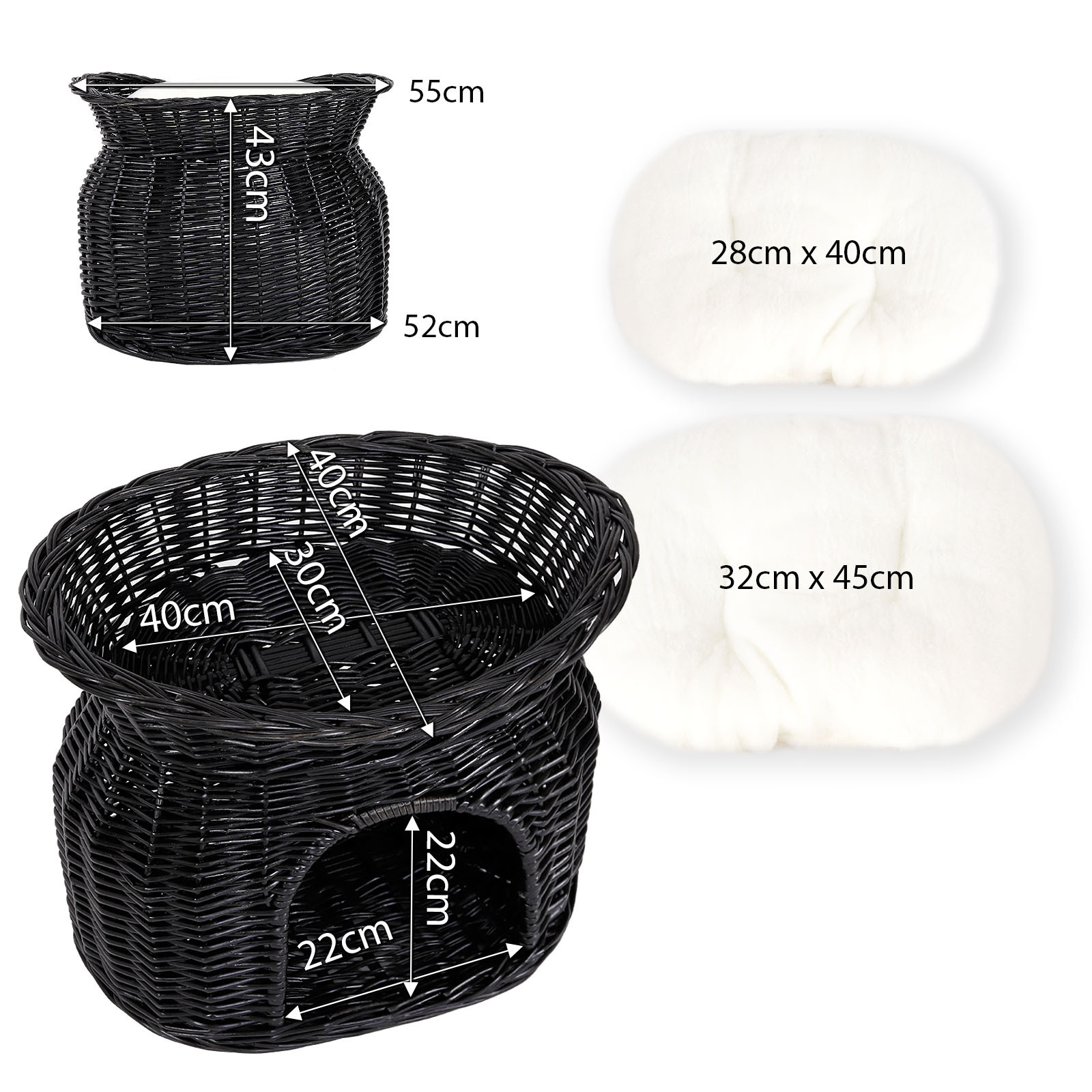 Lionto Katzenbetten & Katzensofas Lionto Weidenkorb für Katze schwarz