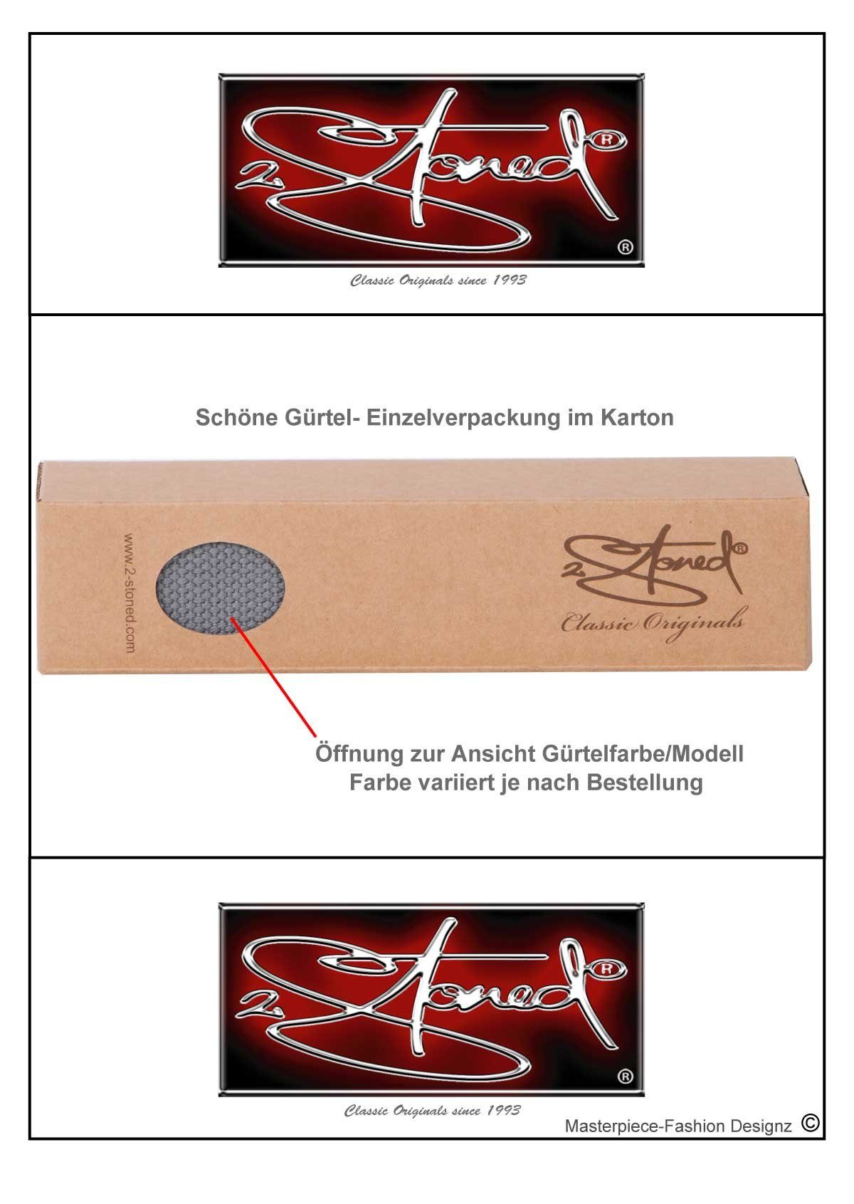 2Stoned Stoffgürtel Koppelgürtel Unisex, Schnalle Matt, 4cm breit, 120cm oder 135cm lang individuell kürzbar, stufenlos verstellbar