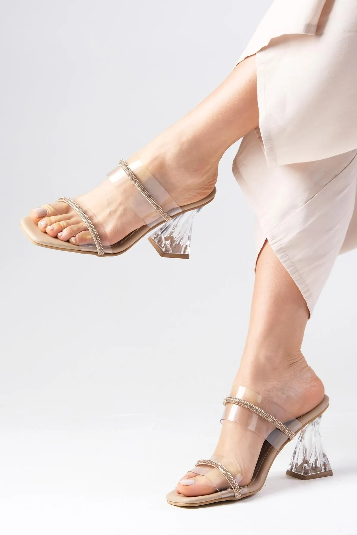 Mio Gusto  Pantolette - Beige - Blockabsatz