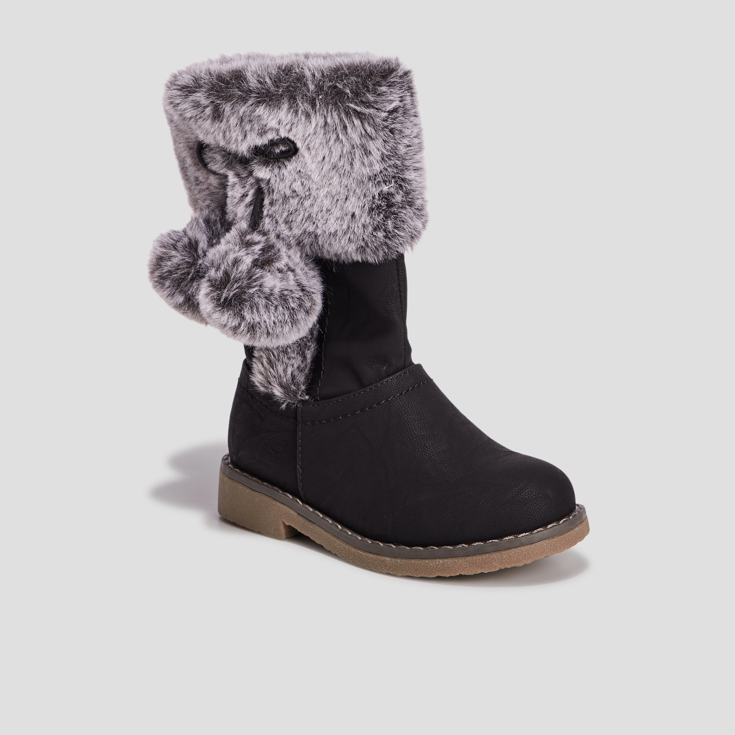 Bottes avec pompons noir fille | La Halle