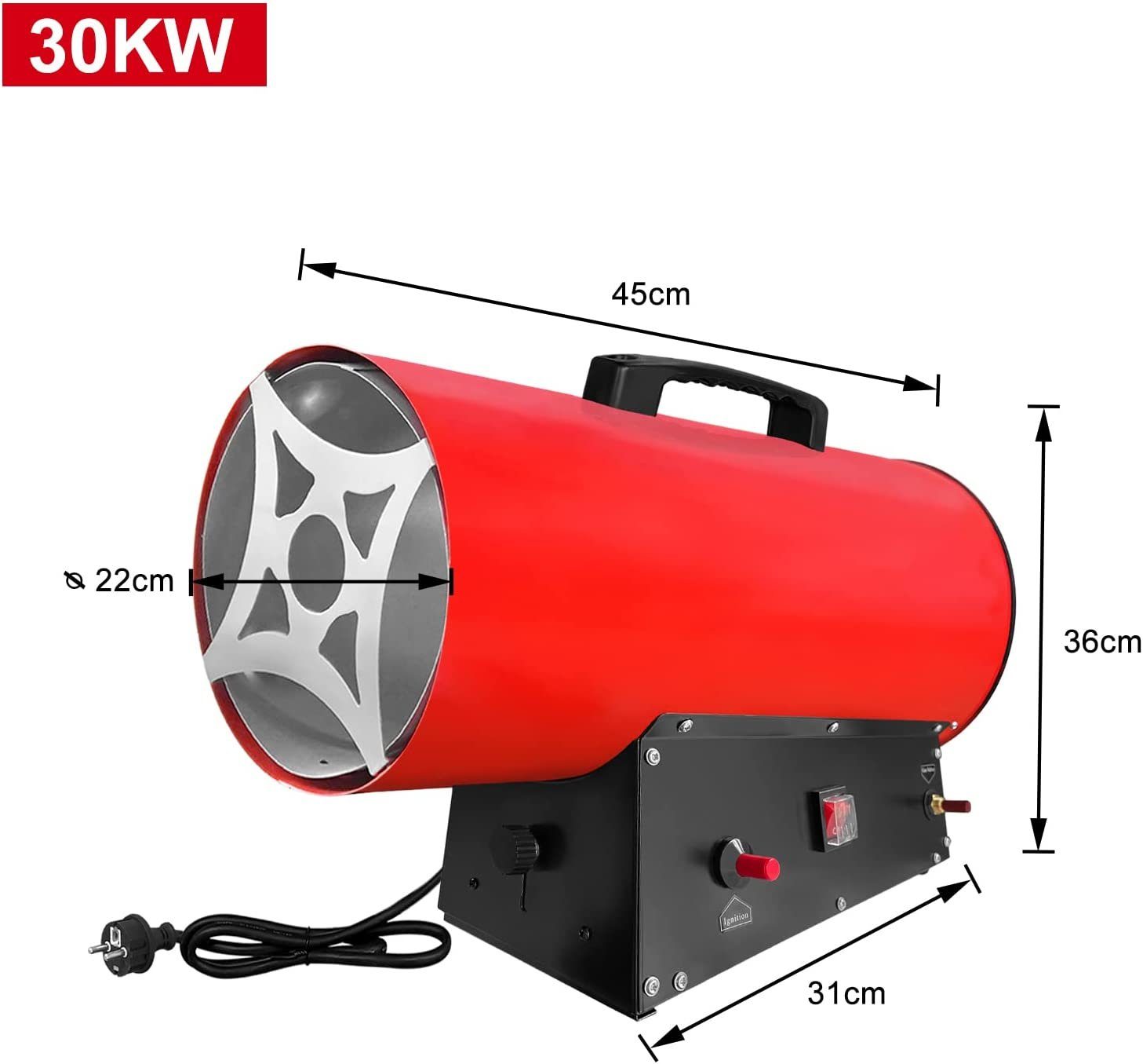 UISEBRT Heizlüfter Heizgeräte Gas Gasheizgebläse Heißluftgenerator, 30000 W